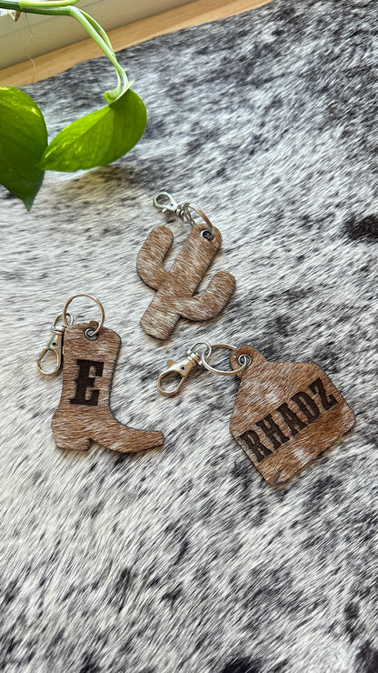 Personalised Cowhide Keychains
