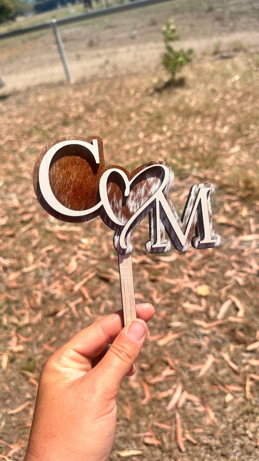 Cowhide Cake Topper - Design 1