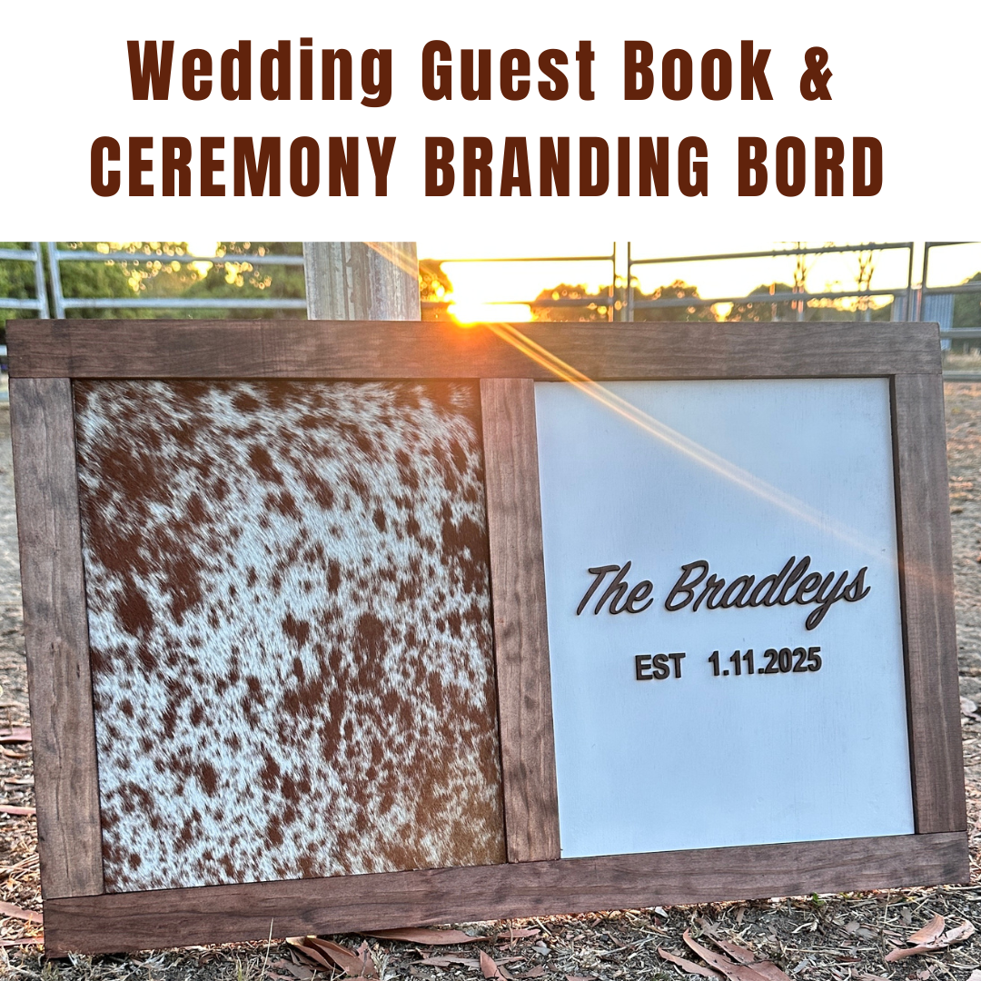 Custom Wedding Branding Iron & Cowhide Ceremony Branding Board
