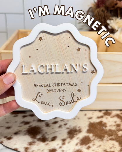 Personalised Magnetic Christmas Eve Box / Santa Delivery Crate – Wooden Gift Box