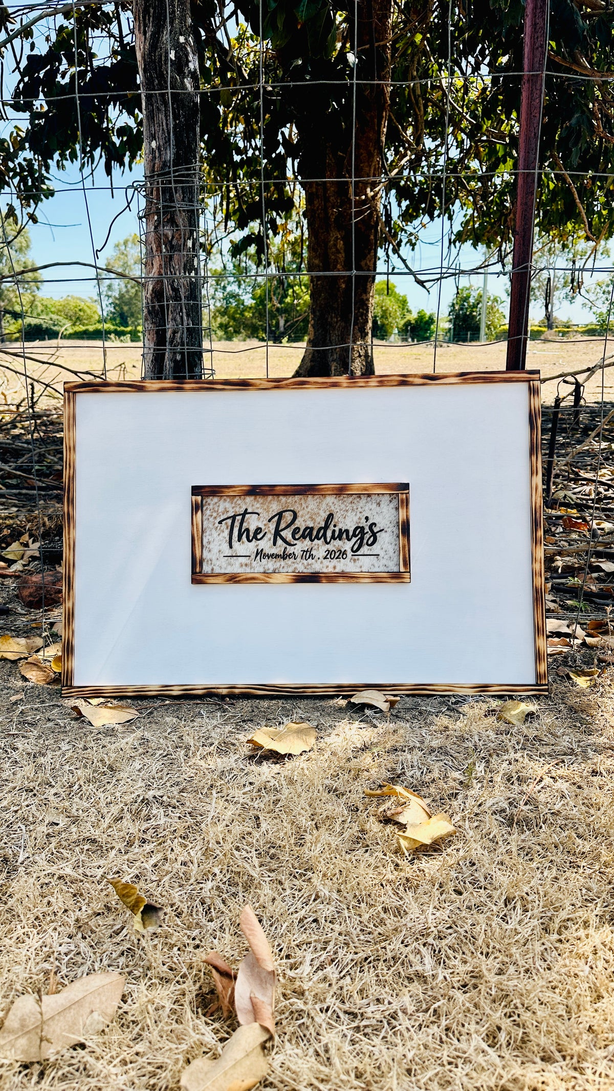 Personalised Cowhide Wedding Guestbook Sign