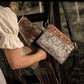 Bell - Tooled Leather Shoulder Bag & Clutch