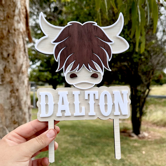 Highlander Cow Cake Topper - Personalised