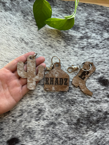 Personalised Cowhide Keychains