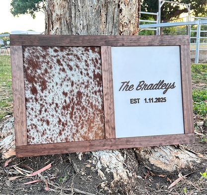 Cowhide Ceremony Branding Sign & Guest Book