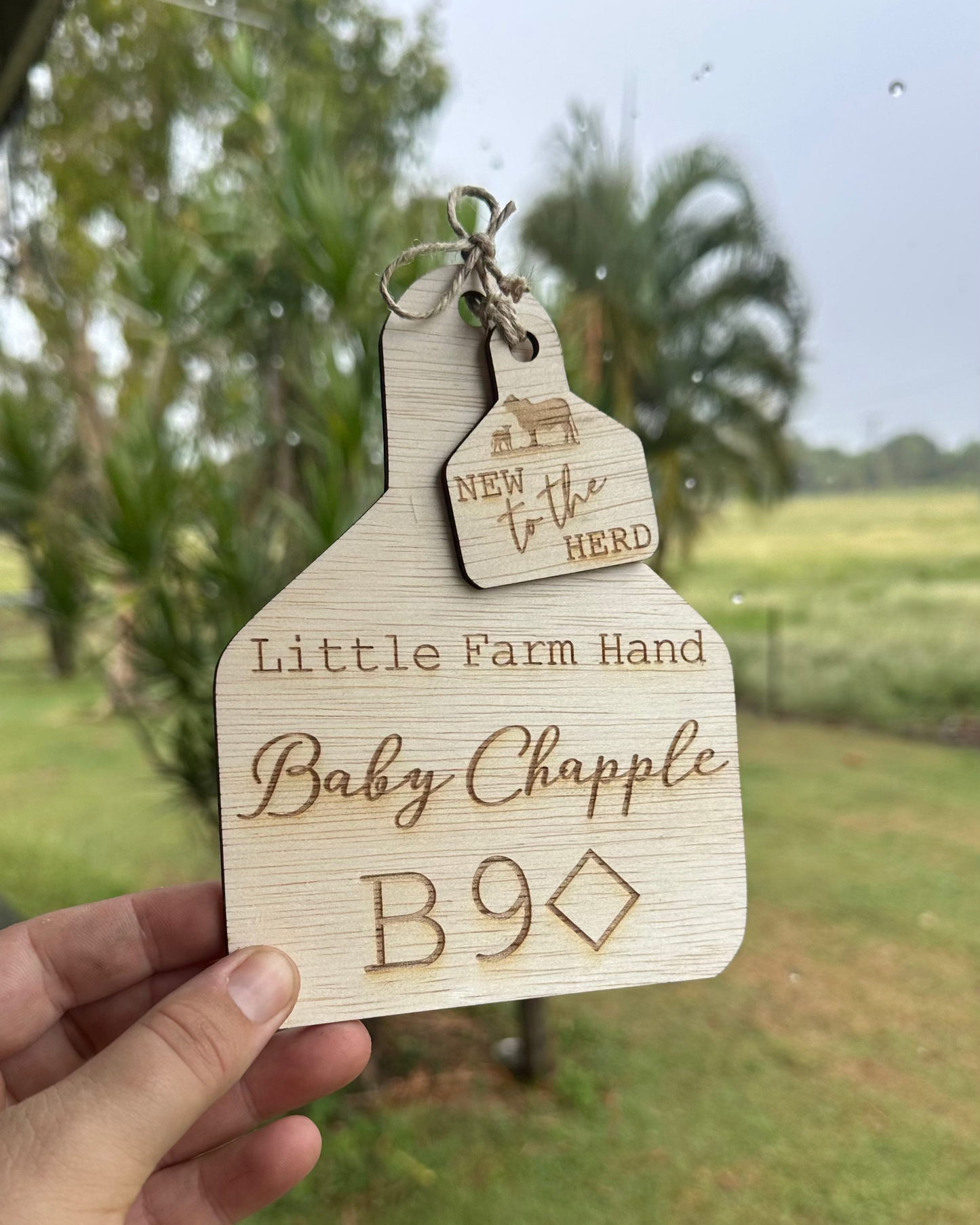 New To The Herd - ENGRAVED COW | Announcement Ear Tag