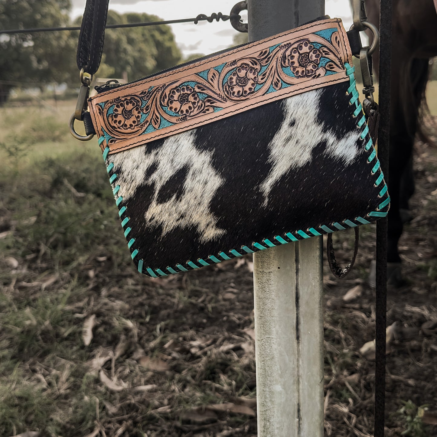 Bell - Tooled Leather Shoulder Bag & Clutch