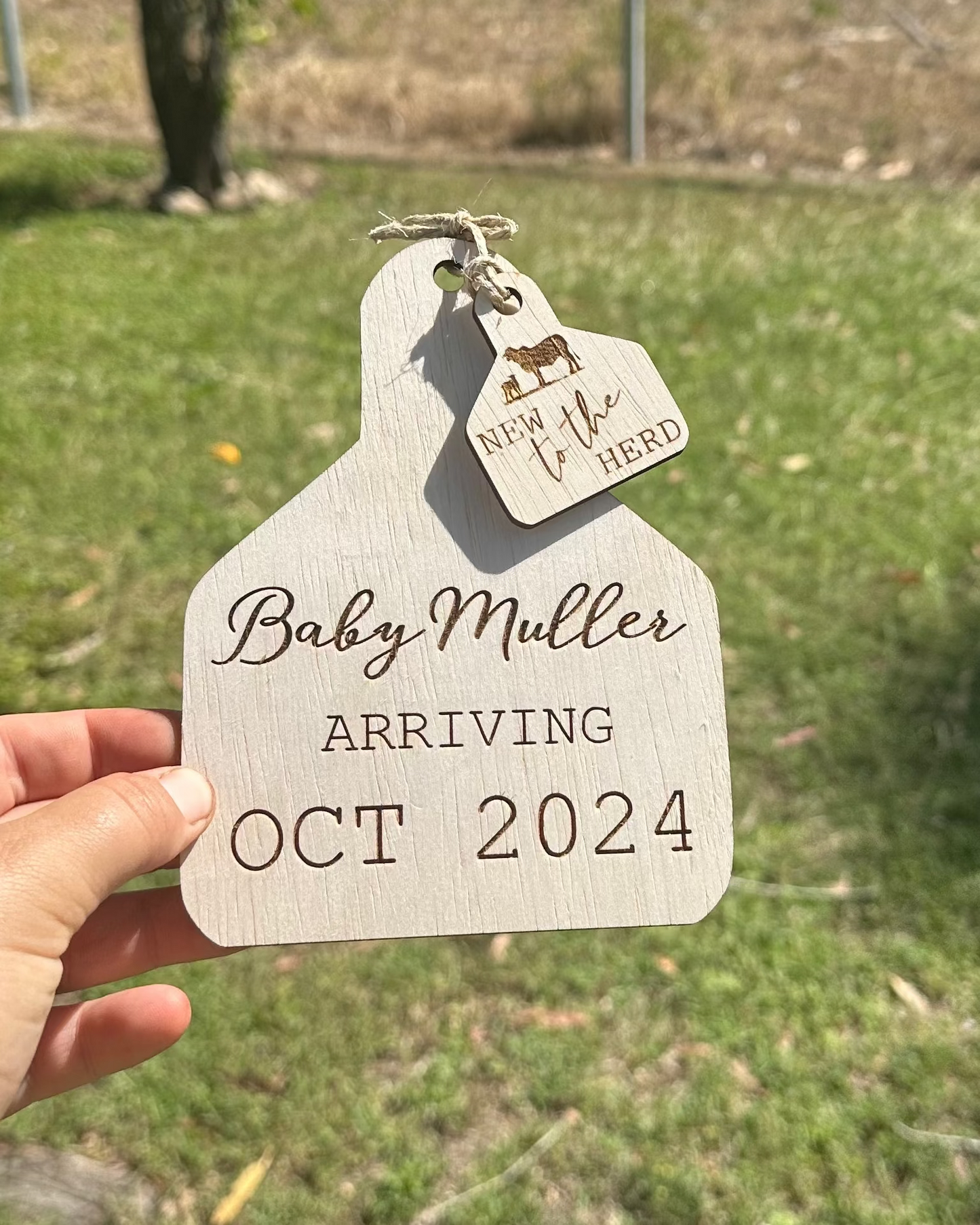 New To The Herd - ENGRAVED COW | Announcement Ear Tag