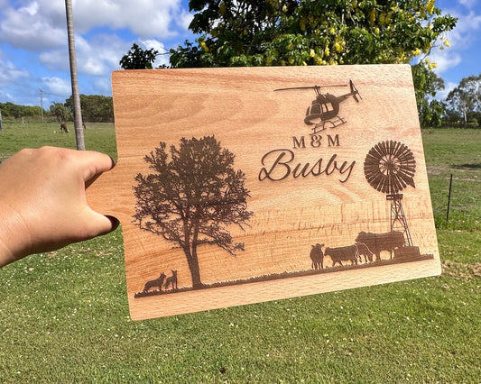Beech Wood Board with Handle | Custom Engraving