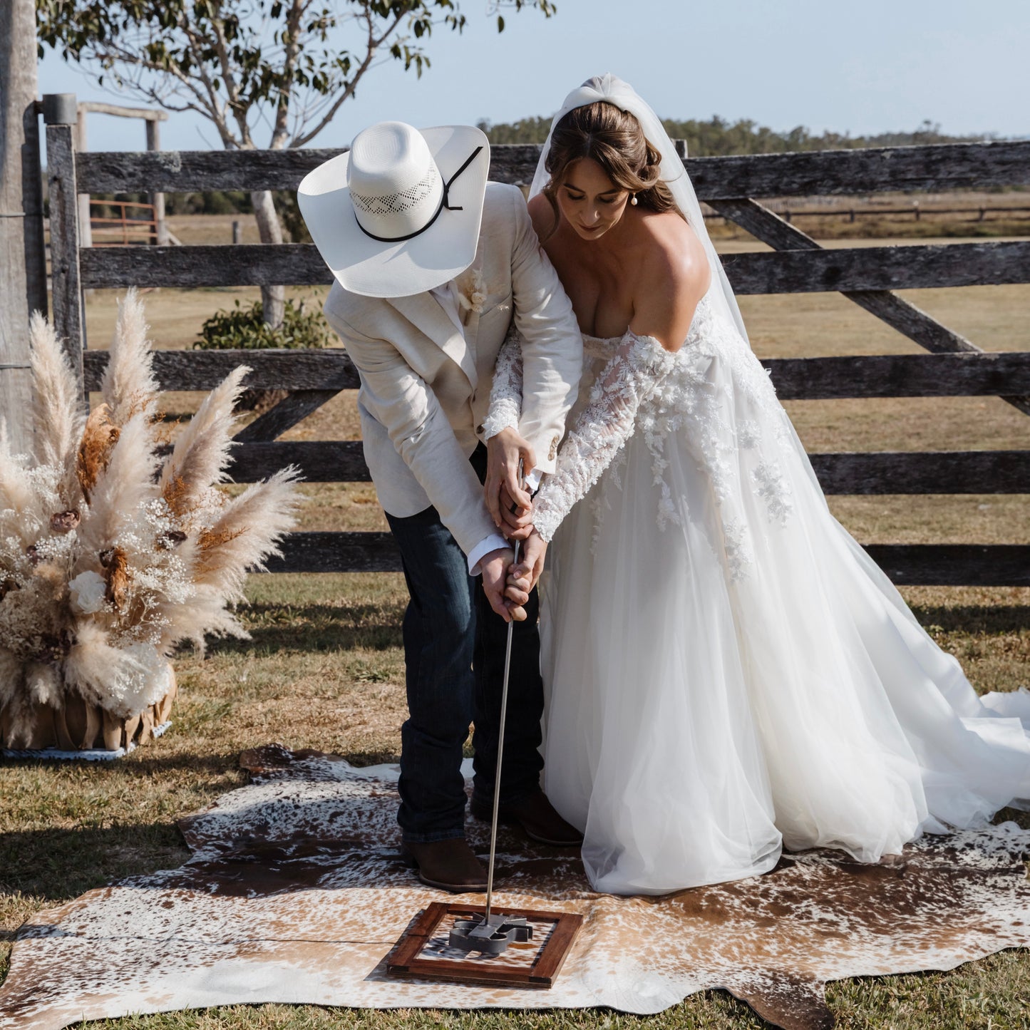 Framed Cowhide Ceremony Branding Sign