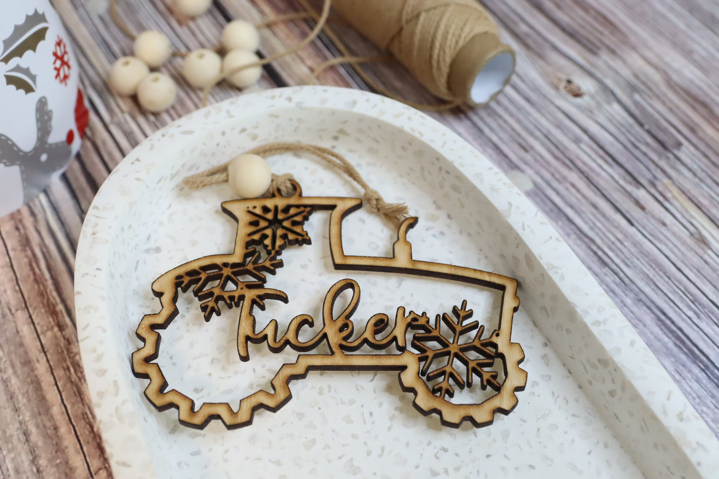 Wooden Tractor Bauble | Personalised Decoration