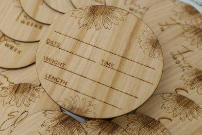 Wooden Announcement Set | Sunflower Design