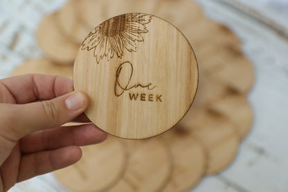 Wooden Announcement Set | Sunflower Design